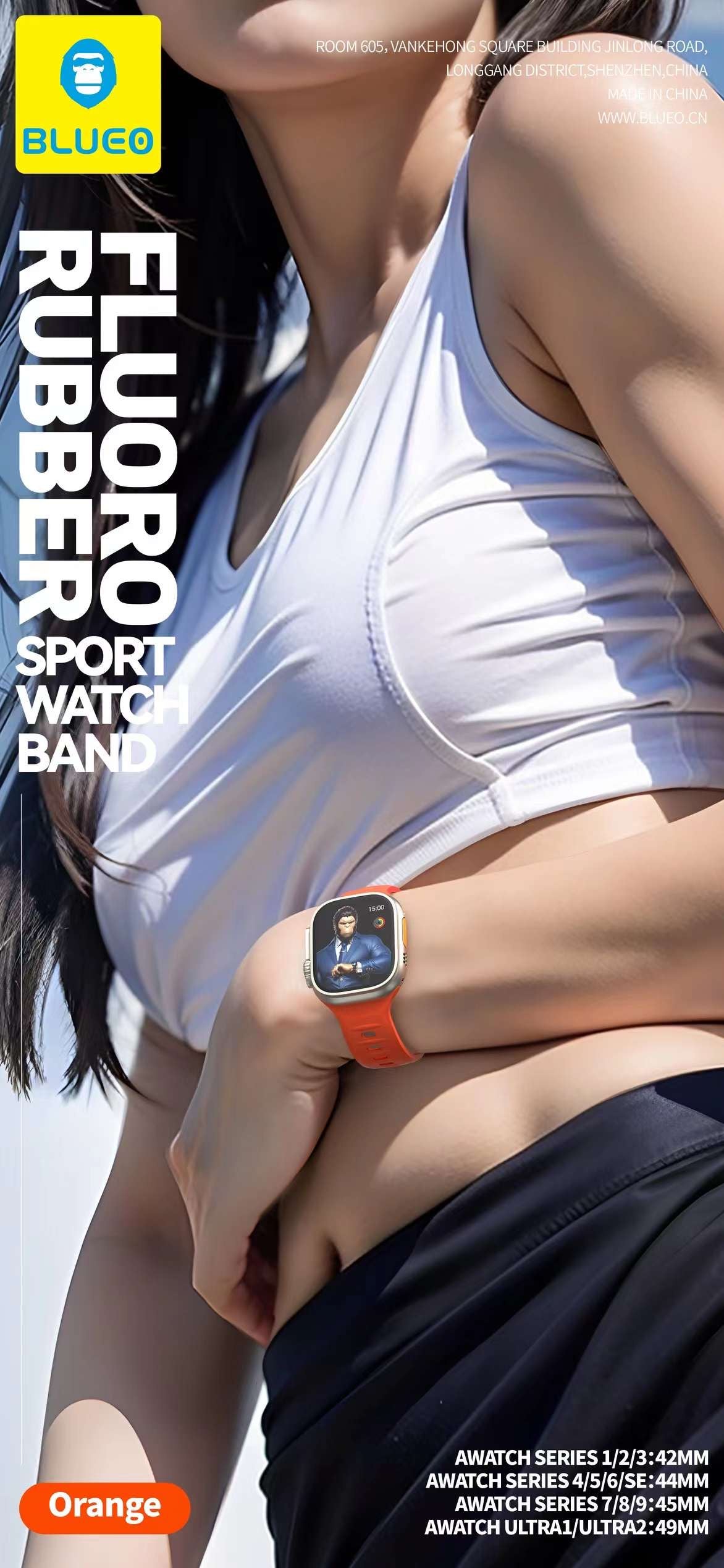 Blueo Fluoro Rubber Sport Watch Band for Apple Watch