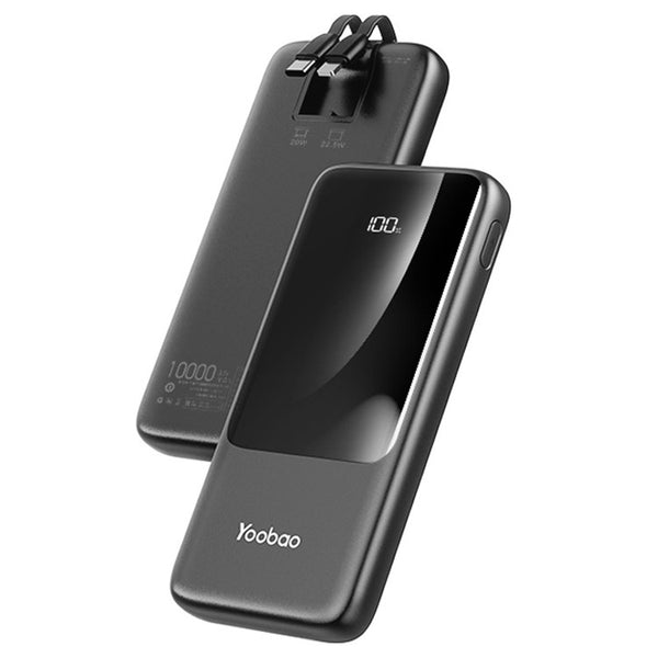 Yoobao LC7 Built-in Cable PD3.0/QC3.0/SCP22.5W Quick Charge Power Bank 10000mAh, Type-C and Lightning Cable, Digital Display
