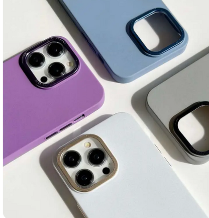 Frosted Electroplated Metal Camera Circle Case For iPhone