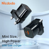 MCDODO CH-059 Nano Series 33W PD+QC Dual Port Charger (UK plug, mini size)