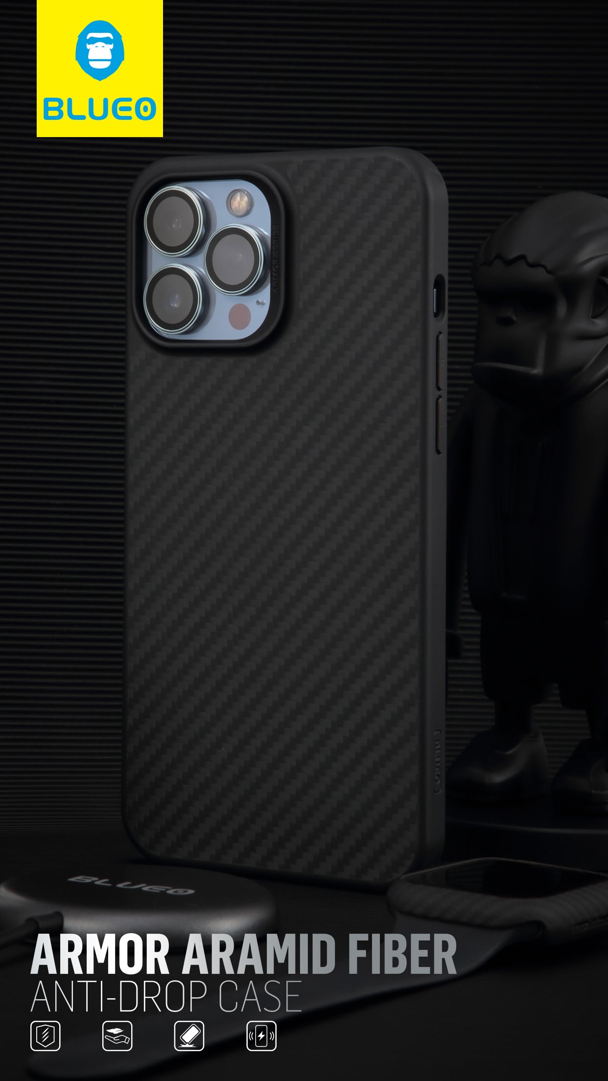 BlueO Armor Aramid Fiber Anti-Drop Case for iPhone