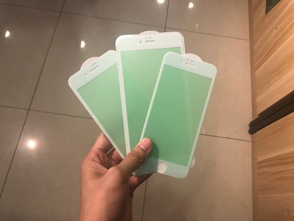 Green Matte White Border Tempered Glass for Iphone