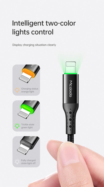 MCDODO Auto Disconnect IOS Cable 3A Smart Power Off Fast Charging Cable